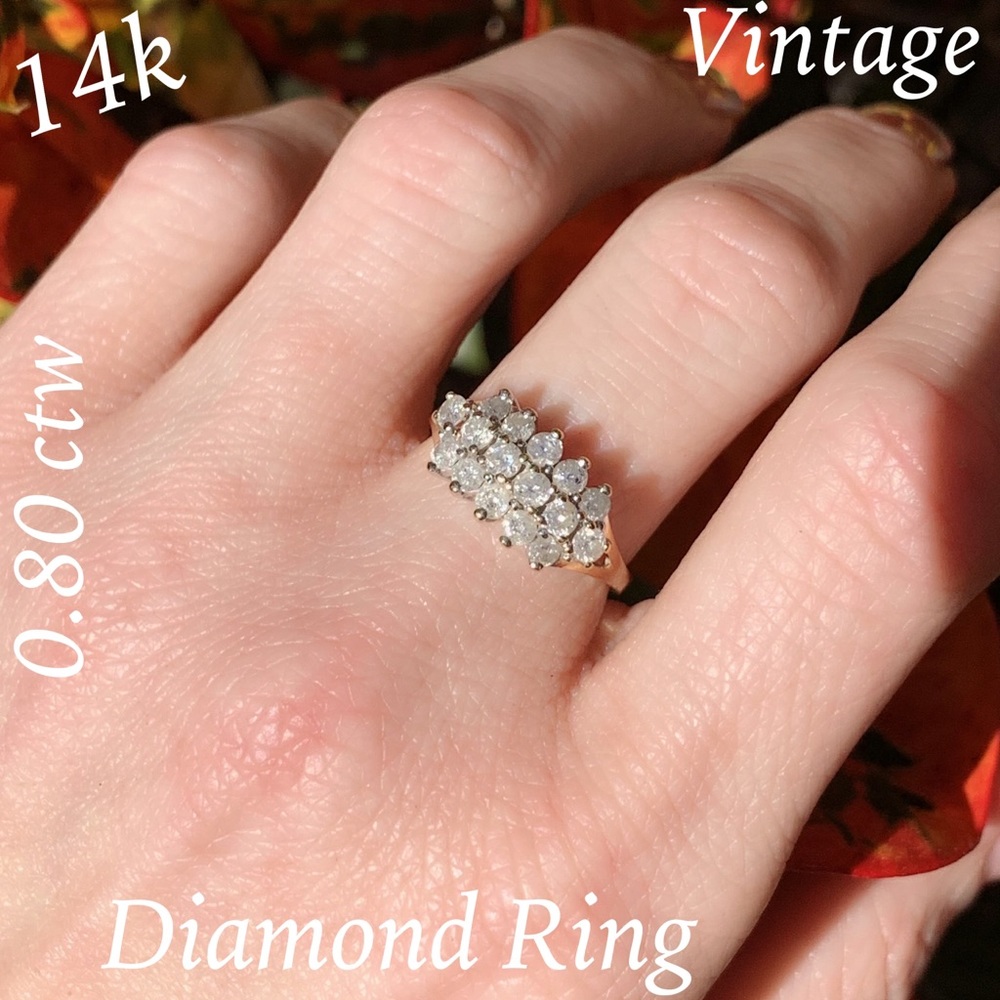 SOLD 🔥 14k Vtg 0.80 ctw Diamond Cluster Ring